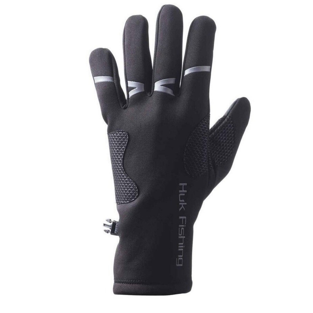 NEW Huk Performance Stretch‎ Fleece Liner Gloves Fishing Black Size S/M